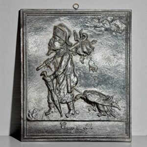 Bas-relief satirique en fonte Napoléon III "Congé définitif" 1870