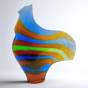 Sculpture coq verre Klemes Stanislav Exbor Tchécoslovaquie