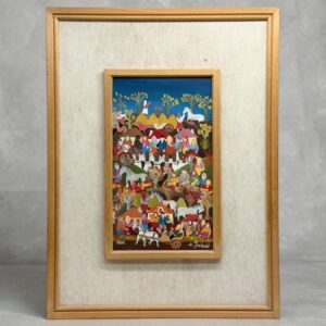 Dusan JEVTOVIC - peinture naïve 1981, scène villageoise