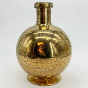 Vase de Saint-Prex émaillé bleu décor doré craquelé de 1935